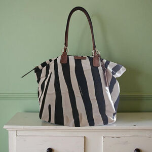 Stylish Zebra Print Tote Bag with Brown Handles